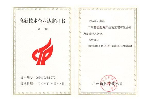 广州蓝钥匙荣获高新企业认证证书